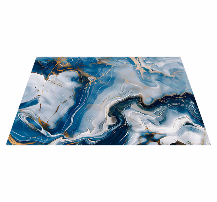 Vinyl Teppich Marmor marineblau und weiß - TenStickers