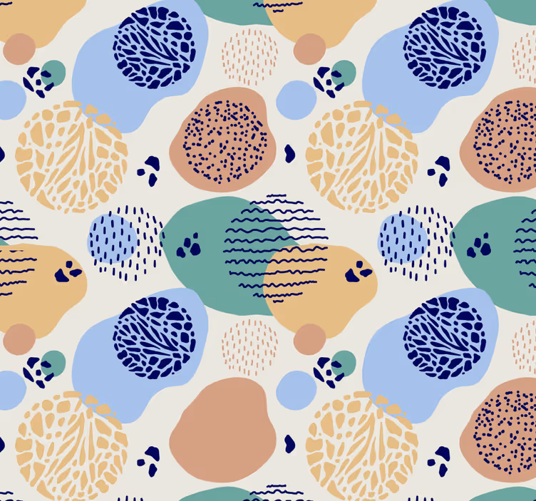 Tapete geometrische Muster kreisförmige retro-muster - TenStickers