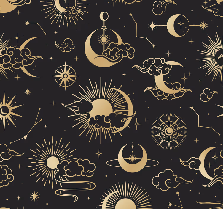 Tapete Sternenhimmel goldenes und himmlisches motiv - TenStickers