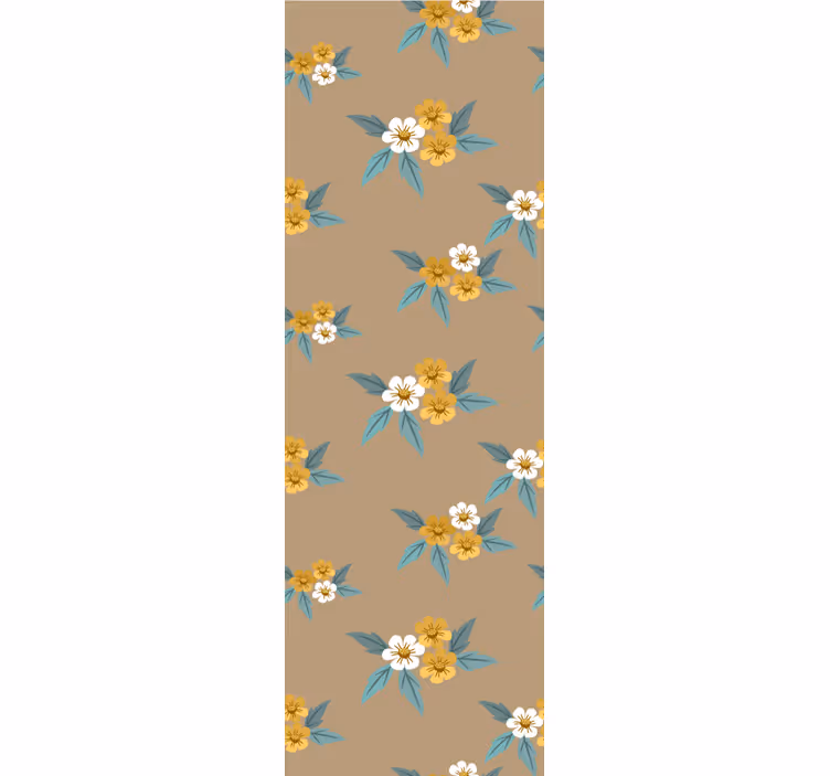 Blumentapete mit braunem blumenmuster - TenStickers