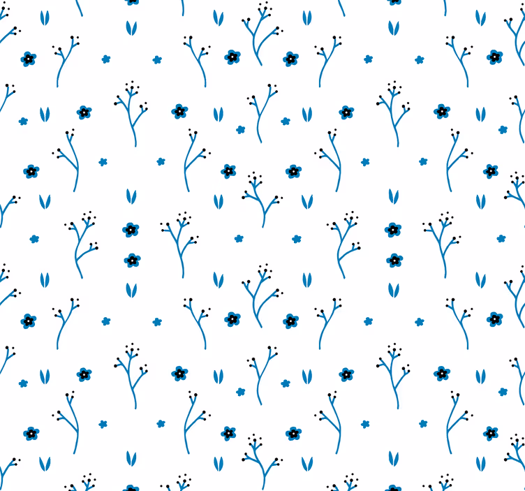 Blumentapete florale blaue designs - TenStickers