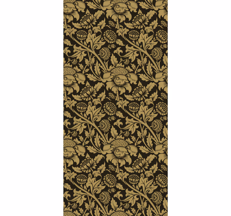 Tapete florale Ornamente goldenes grünthema - TenStickers