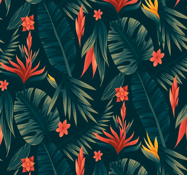 Tapete Dschungel tropische blumenpracht - TenStickers
