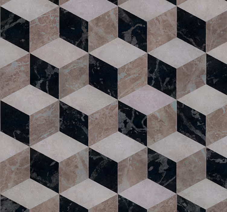 Tapete Metalloptik geometrische würfelanordnung - TenStickers