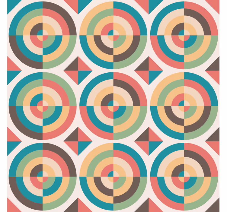 Tapete geometrische muster retro abstrakte formen - TenStickers