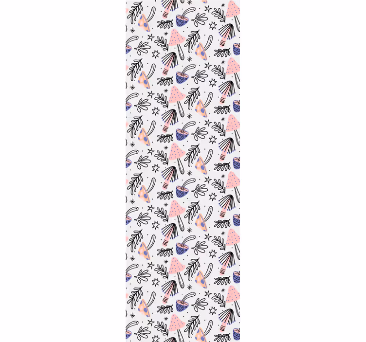 Tapete natur mit klassischen pilzen und blumen - TenStickers