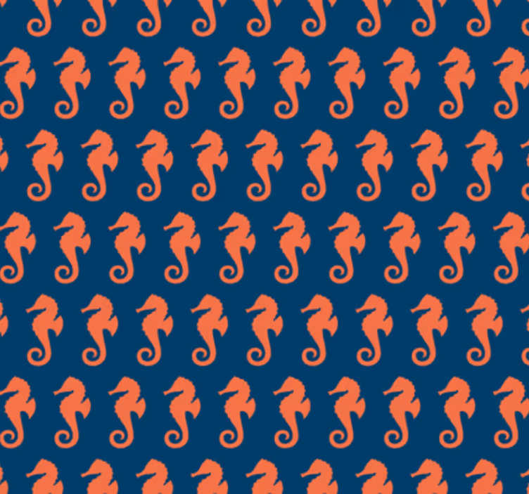 Tapete schlafzimmer mit orangefarbenem seepferdchenmuster - TenStickers