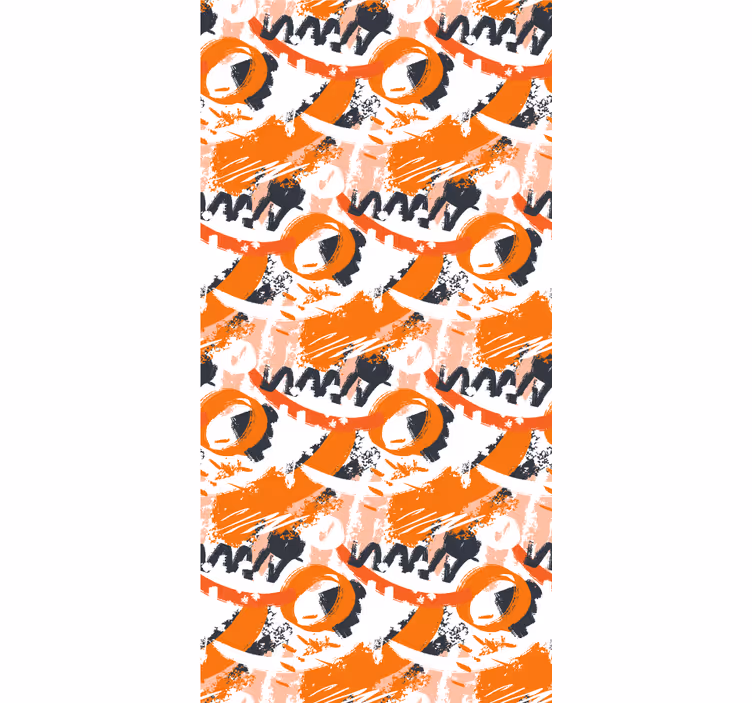 Ornament tapete mit abstrakten orangen aquarellstrichen - TenStickers