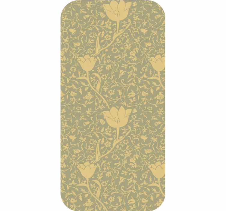Ornament tapete mit zartem goldgrünem blumendesign - TenStickers