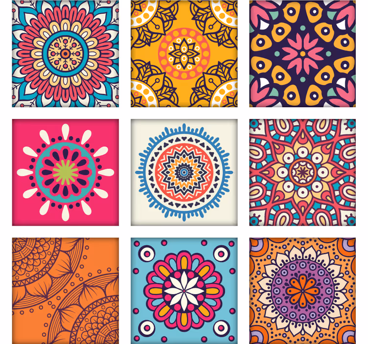 Ornament tapete bunte mosaikmuster - TenStickers