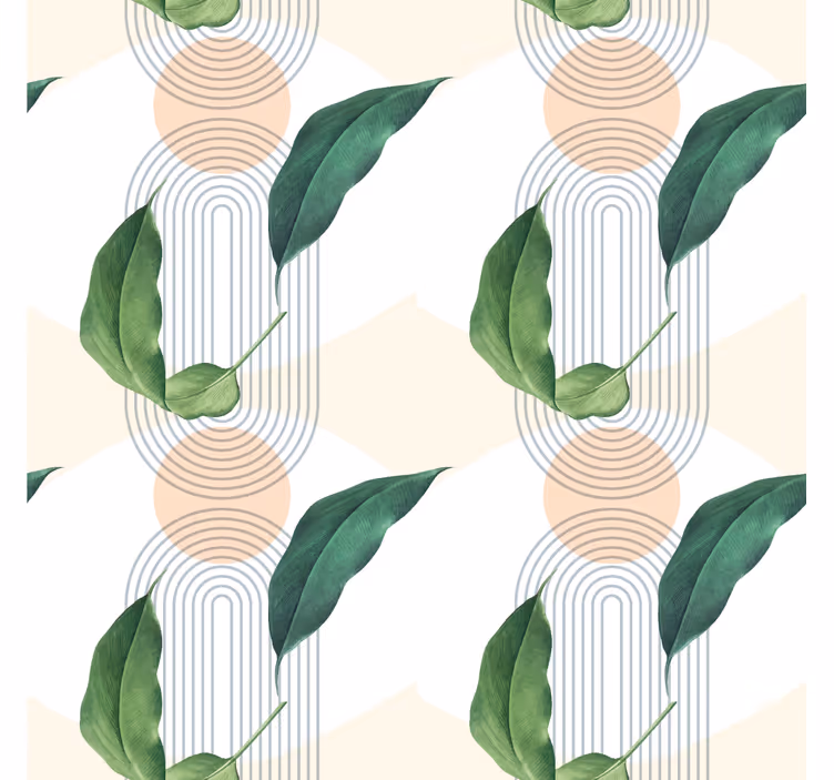 Tapete schlafzimmer mit blättrigem geometrischen muster - TenStickers