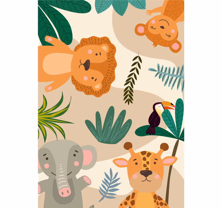 Tapete tiere kinder nordische dschungeltiere - TenStickers
