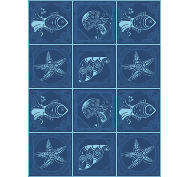 Tapete tiere mit ornamentalen meereslebewesen - TenStickers