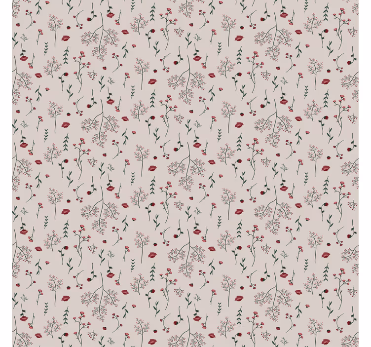 Muster tapete mit minimalistischem roten blumenmuster - TenStickers