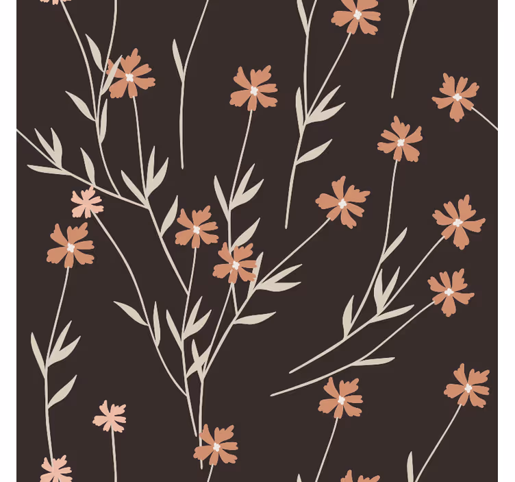 Muster tapete mit braunen blumen kallax - TenStickers