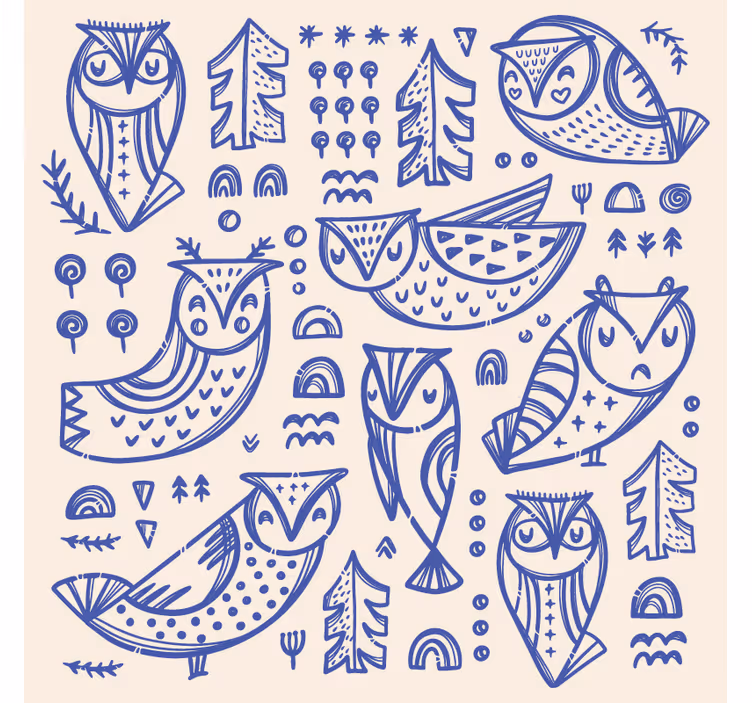 Tapete tiere mit niedlichem blauen eulenmotiv - TenStickers