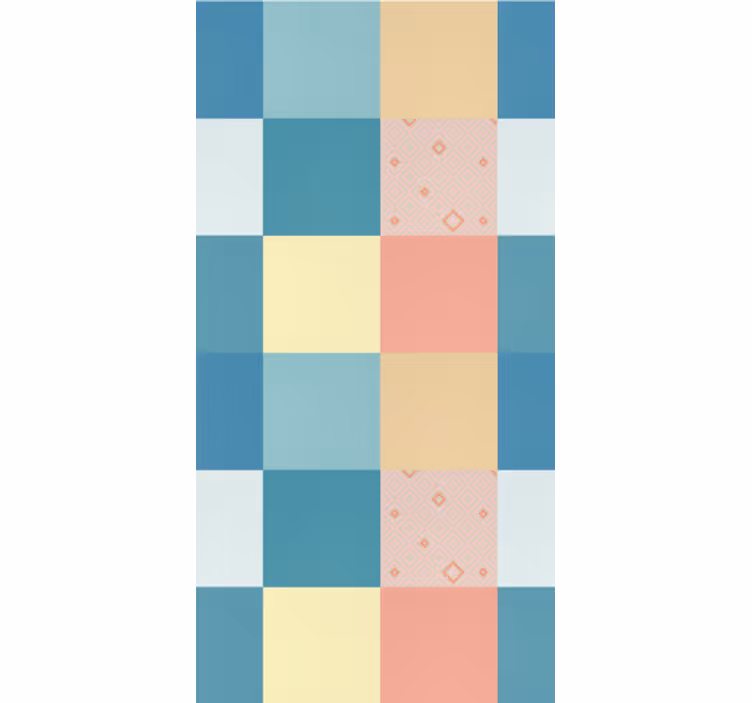 Tapete esszimmer geometrisches pastell-schachbrett - TenStickers