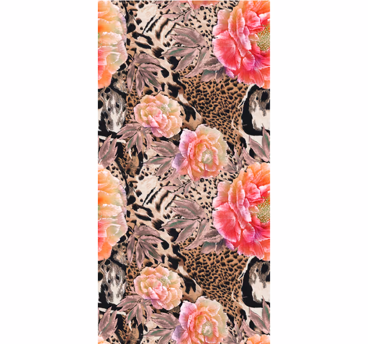 Tapete natur im floralen leopardenmuster - TenStickers