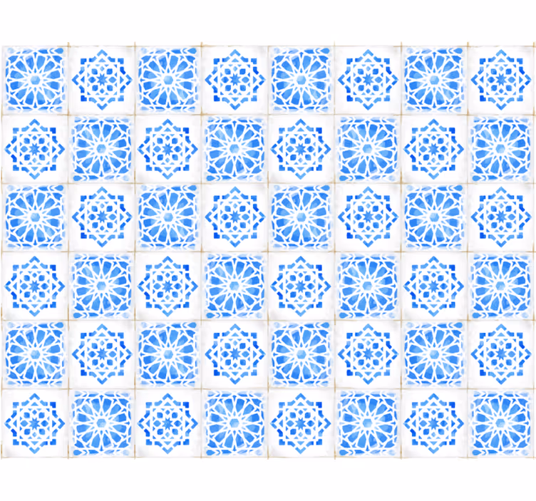 Fliesen tapete mit filigranen blauen mustern - TenStickers