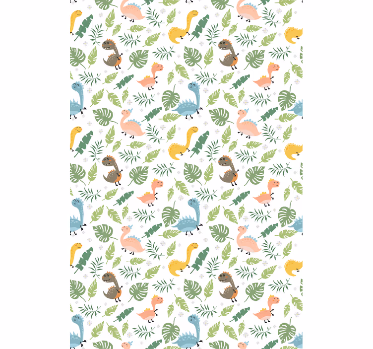 Tapete kinderzimmer im pastellfarbenen dinosaurierwald - TenStickers