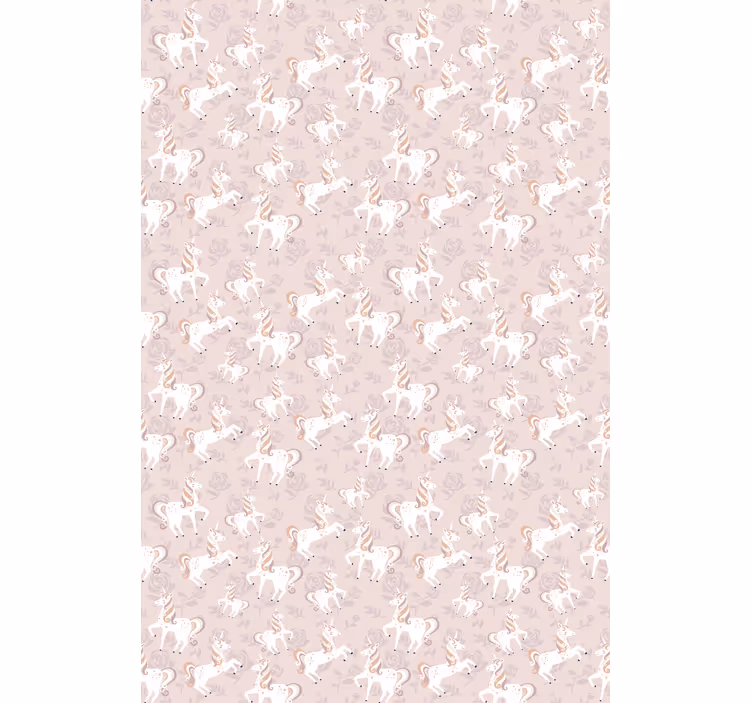 Tapete kinderzimmer einhorn in pink mit blumen - TenStickers