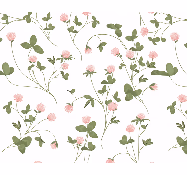 Tapete wohnzimmer zarte rosa klee - TenStickers