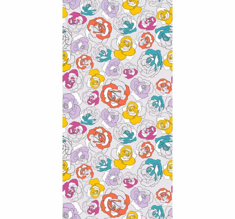 Tapete flur mit buntem rosenmuster - TenStickers