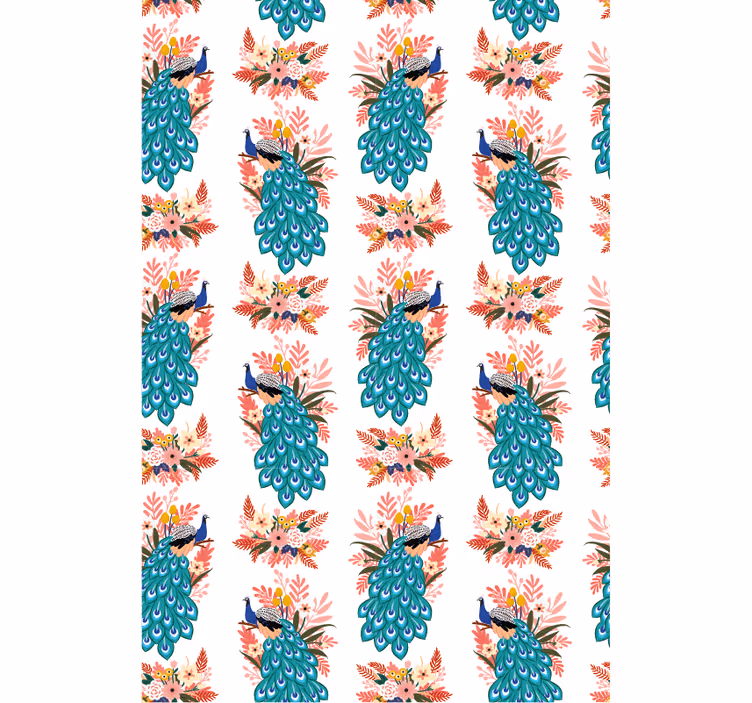 Tapete flur pfauen unter blumen - TenStickers