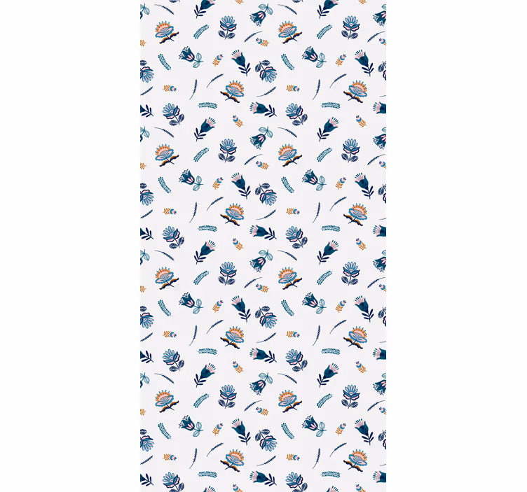 Tapete flur mit blauem volkskunstmotiv - TenStickers