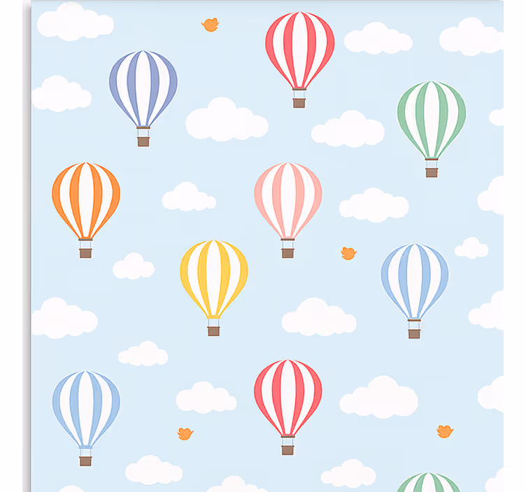 Tapete skandinavisch mit pastellfarbenem ballonflug - TenStickers