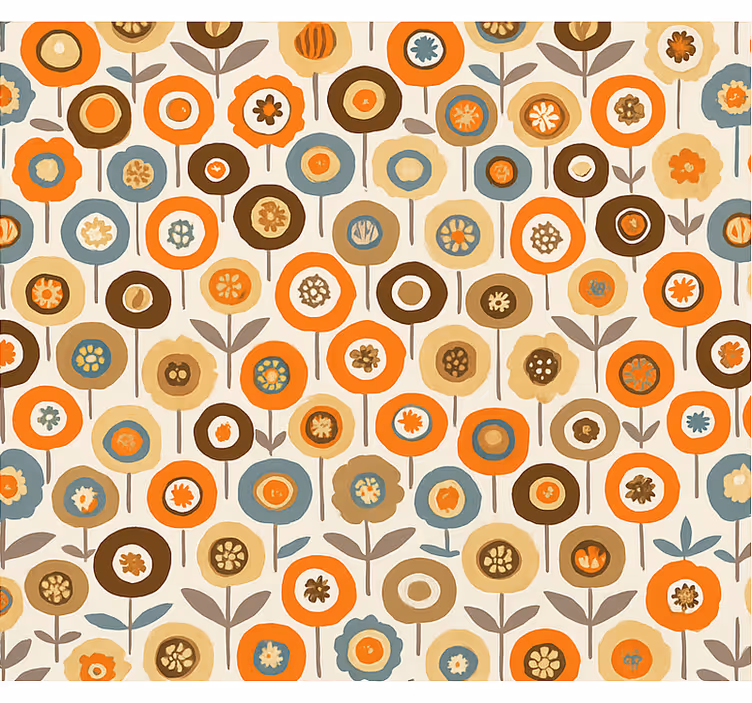 Tapete skandinavisch mit bunten vintage-blumen - TenStickers