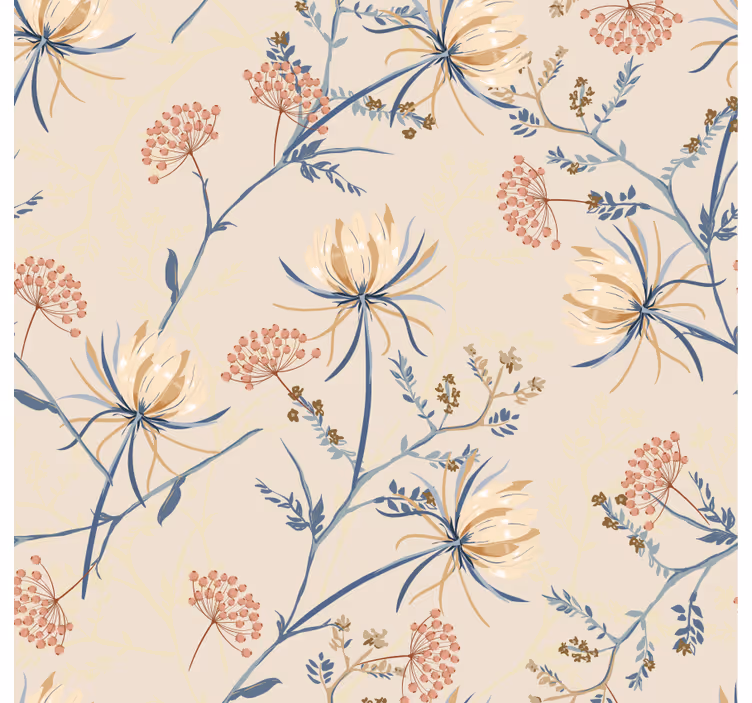 Tapete wohnzimmer mit floralen mustern - TenStickers