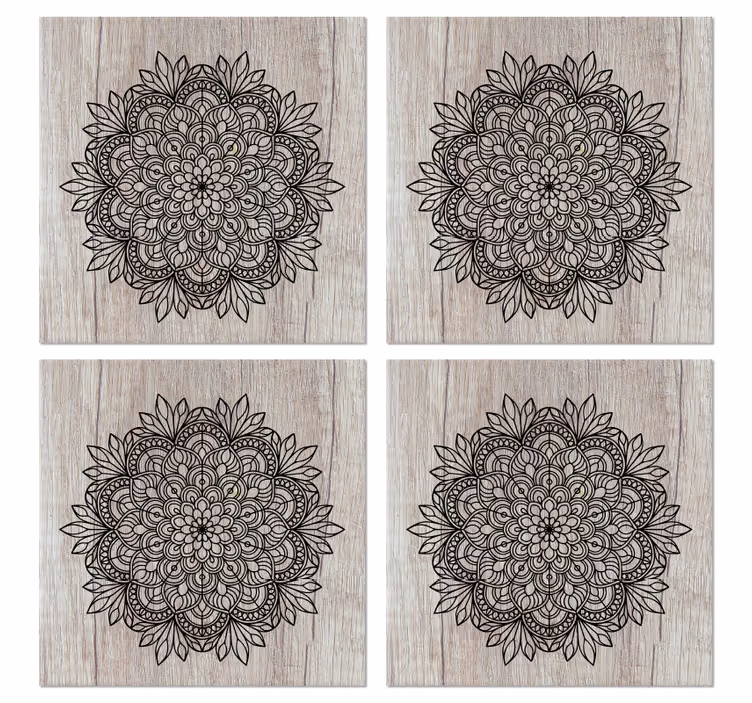 Fliesen tapete schwarzes mandala auf holz - TenStickers