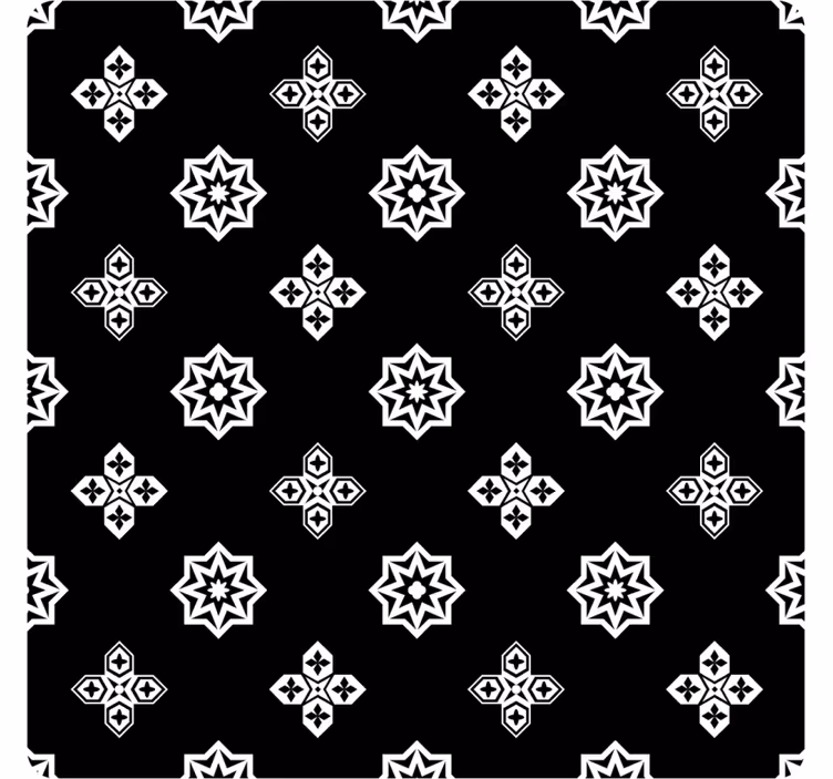 Fliesen tapete mit schwarz-weißem vintage-muster - TenStickers