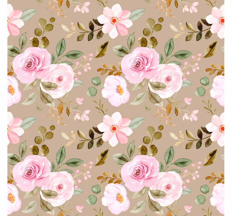 Blumentapete mit vintage-beigen rosenmuster - TenStickers