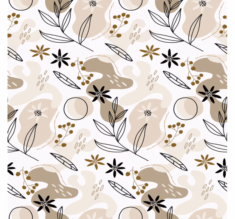 Blumentapete mit stilvollem muster in rosa und beige - TenStickers