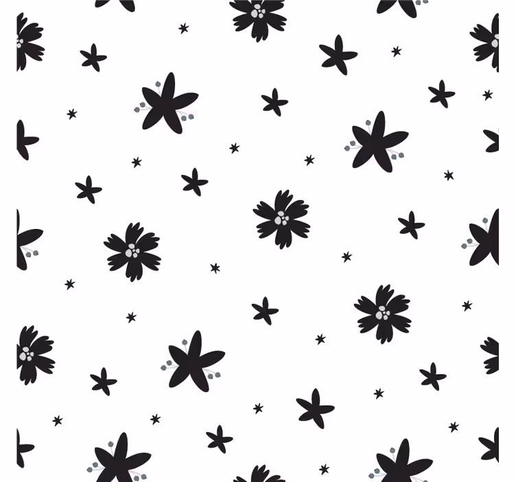 Blumentapete mit schwarz-weißem blumenmuster - TenStickers