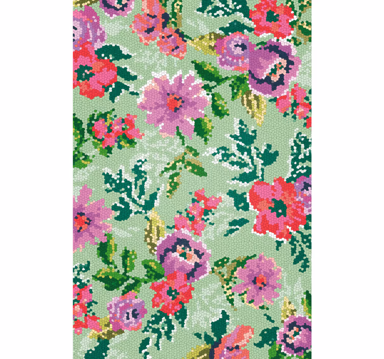 Blumentapete im mosaik blumenmuster - TenStickers