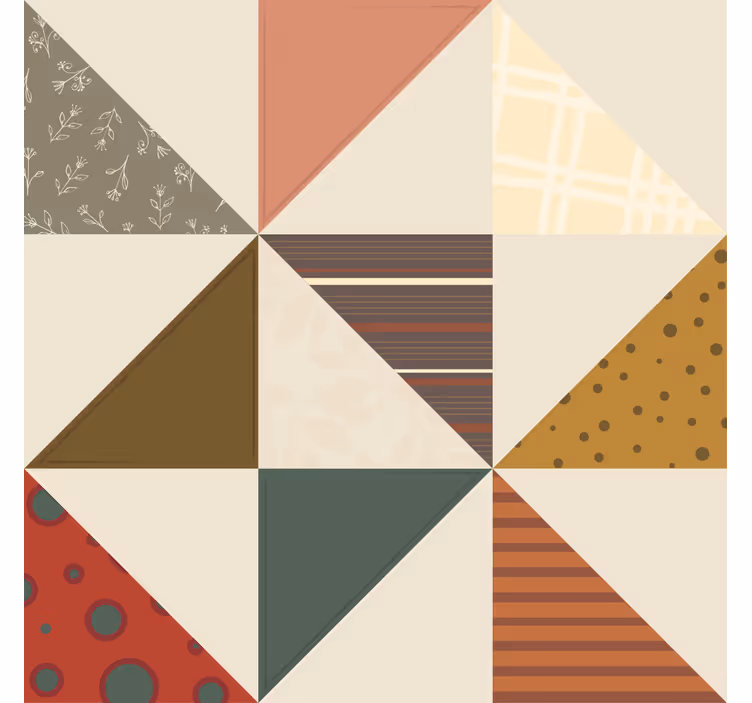 Retro tapete mit geometrischem patchwork-dreiecksmuster - TenStickers