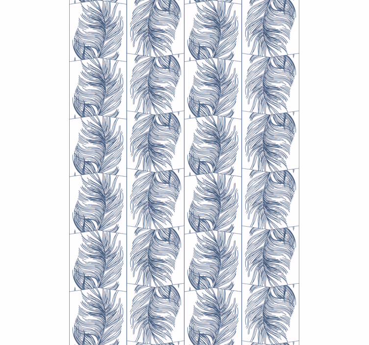 Tapete modern hampton stil blaue federn - TenStickers