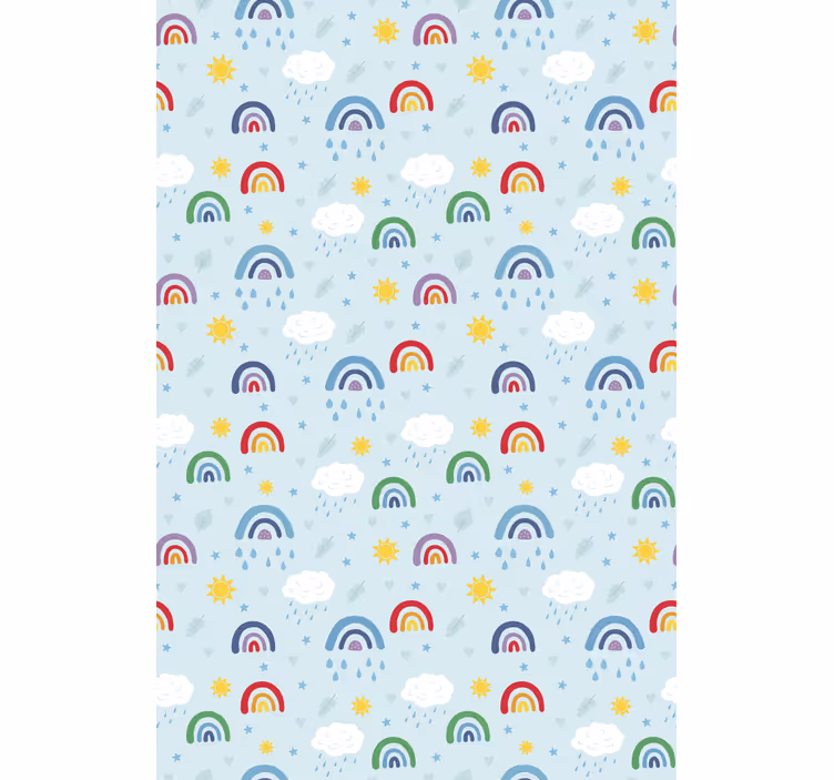 Tapete kinderzimmer mit blauen regenbögen und wolken - TenStickers