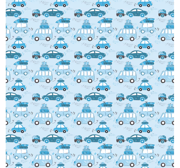Tapete kinderzimmer mit blauem autos muster - TenStickers