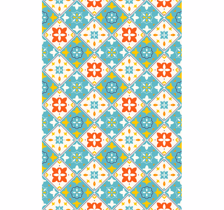 Tapete badezimmer in blau und beige fliesen - TenStickers