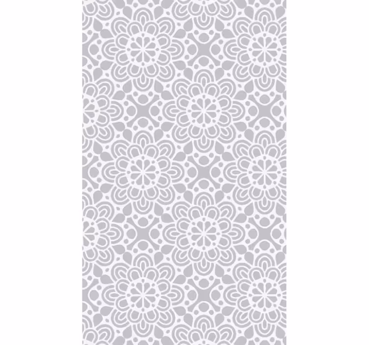Tapete küche mit weißen grauen blumigen formen - TenStickers