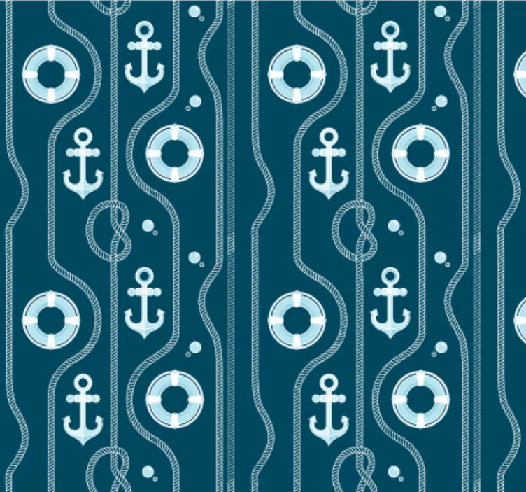Tapete badezimmer mit blauen nautischen ankern - TenStickers