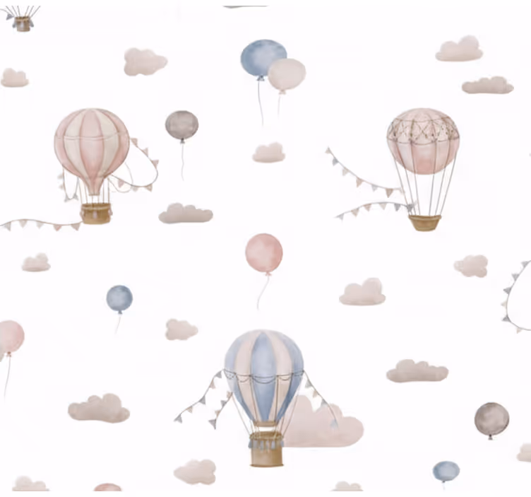 Tapete wohnzimmer mit pastellfarbenem heißluftballon - TenStickers