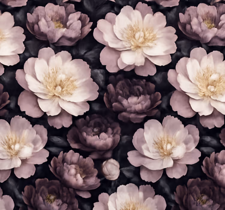 Tapete wohnzimmer dunkle blumenmuster - TenStickers