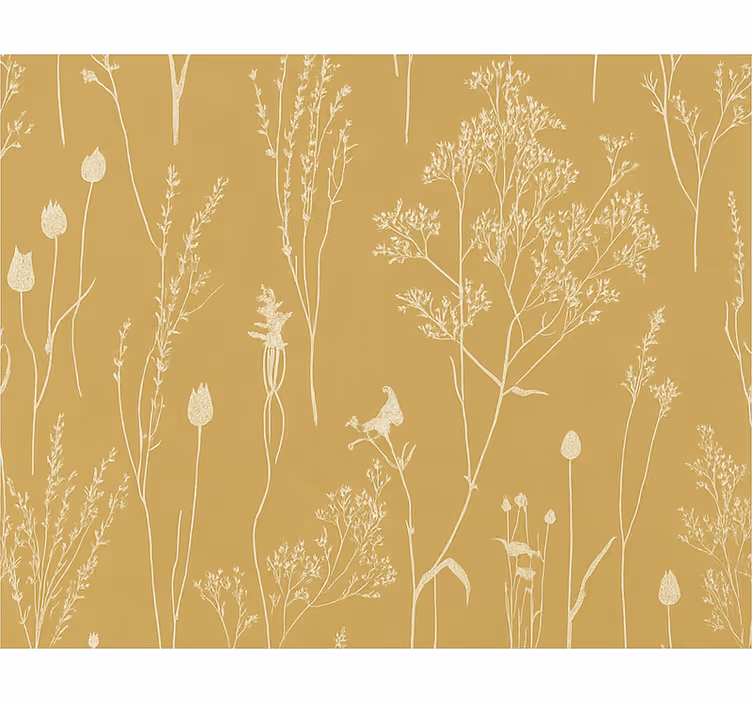 Tapete wohnzimmer ocker nordic floral - TenStickers