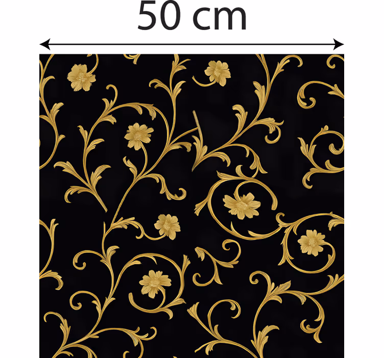 Tapete barock goldene ranken mitternachts-schwarz - TenStickers
