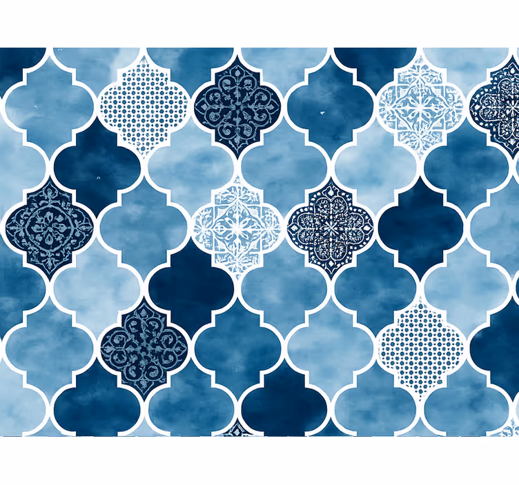 Fliesen tapete blau aquarell marokko - TenStickers